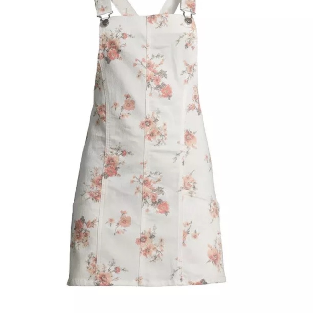 NWOT No Boundaries Ivory Floral Overall Dress - Picture 6 of 9
